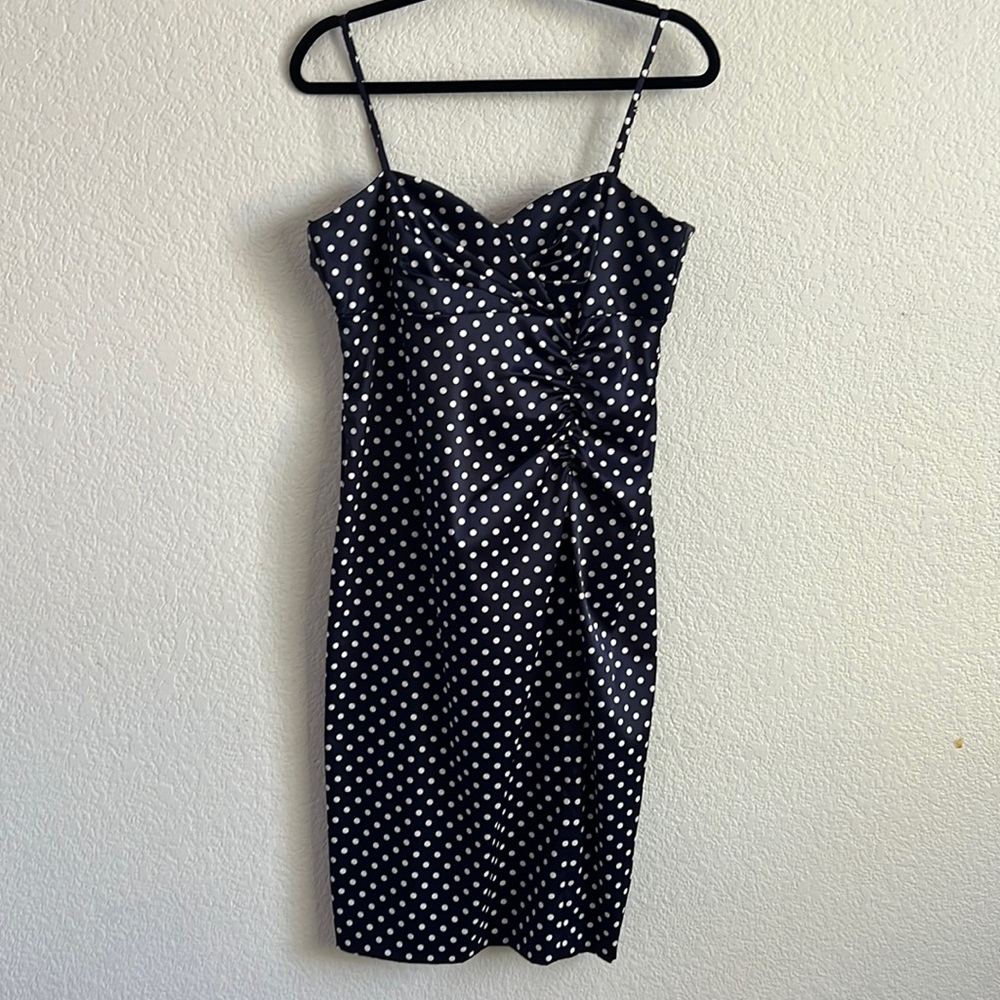 Donna Ricco New York Navy & White Polka Dot Vintage Look Midi Dress 🌺🌷🌸